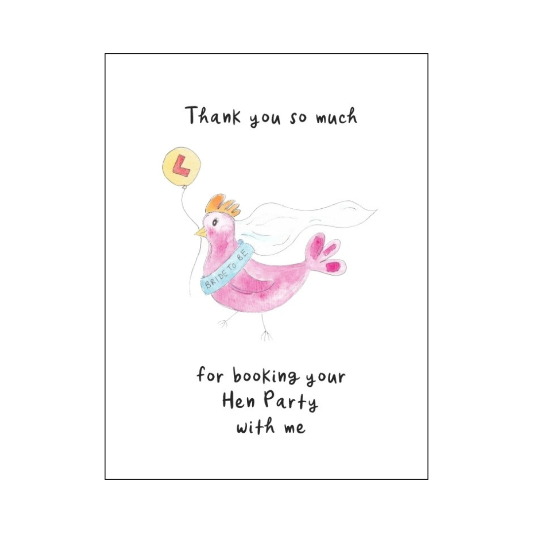 Hen with Balloon Hen Party Booking Thank You Card