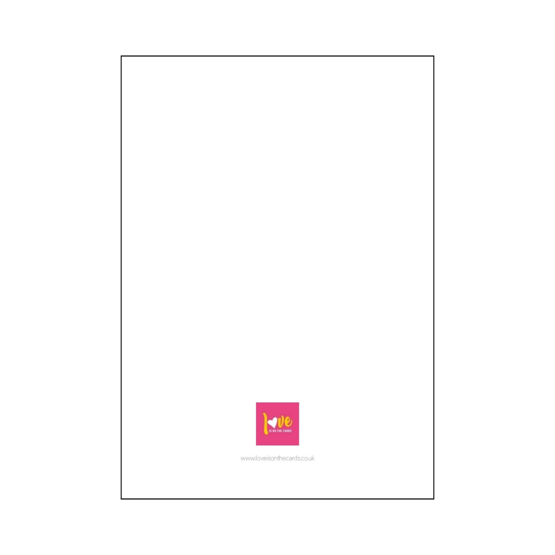 Love is on the Cards greetings card back cover