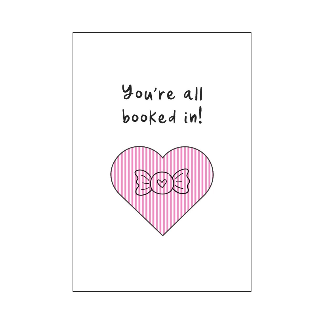 Candy Pink Striped Heart Thank You Card