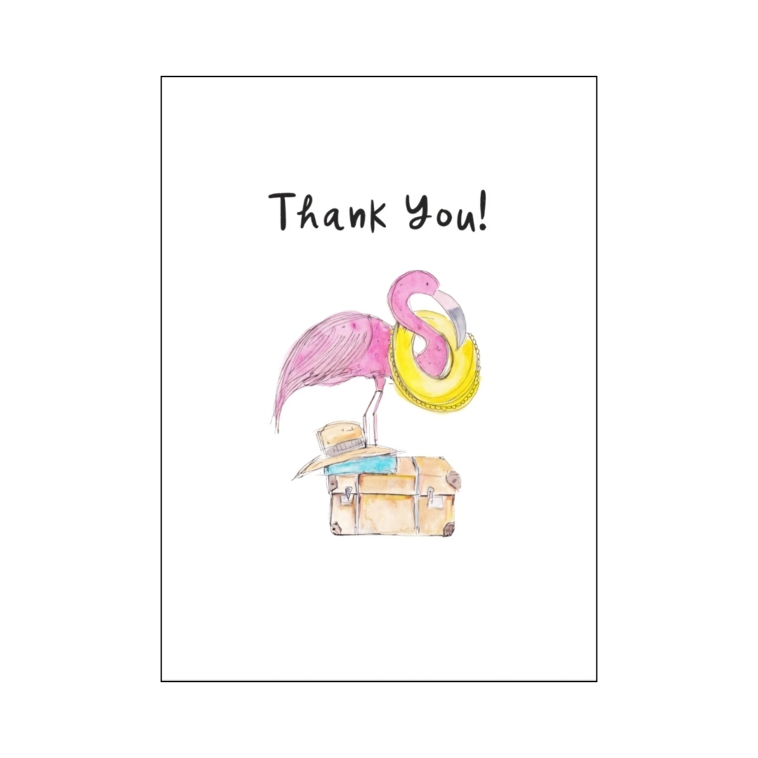 Flamingo Suitcase Thank You card