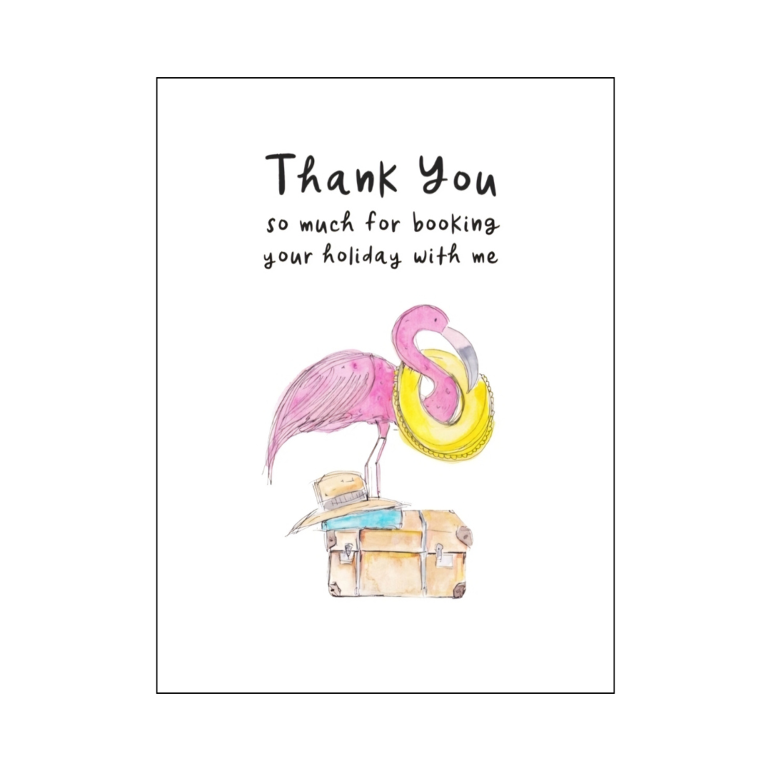 Flamingo Suitcase Thank You so much for booking your holiday with me card