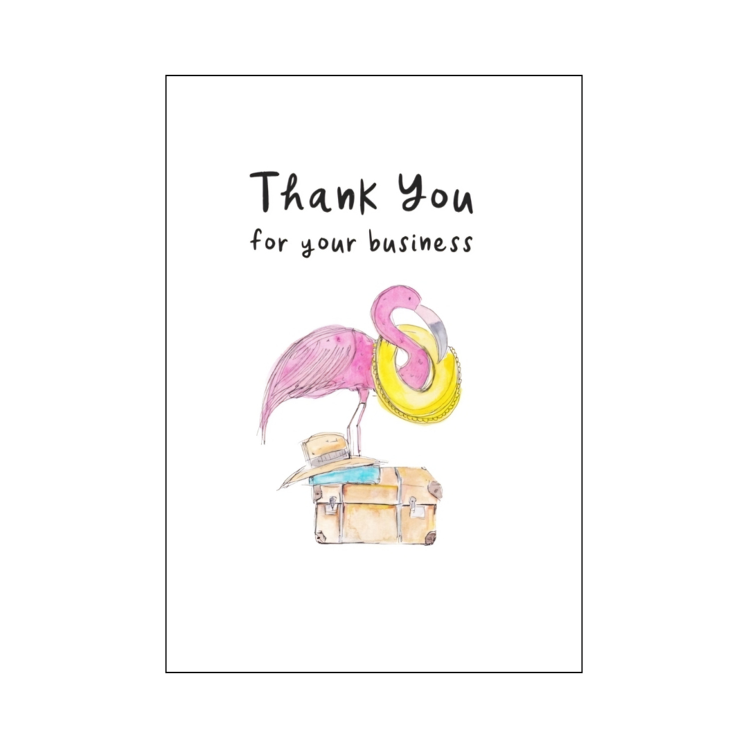 Flamingo Suitcase Thank You for your business card