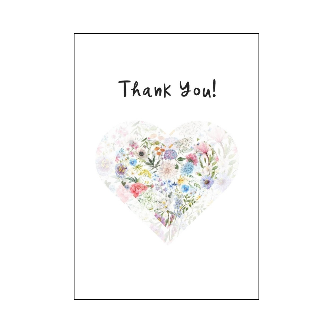 Flower Heart Frame Thank You Card
