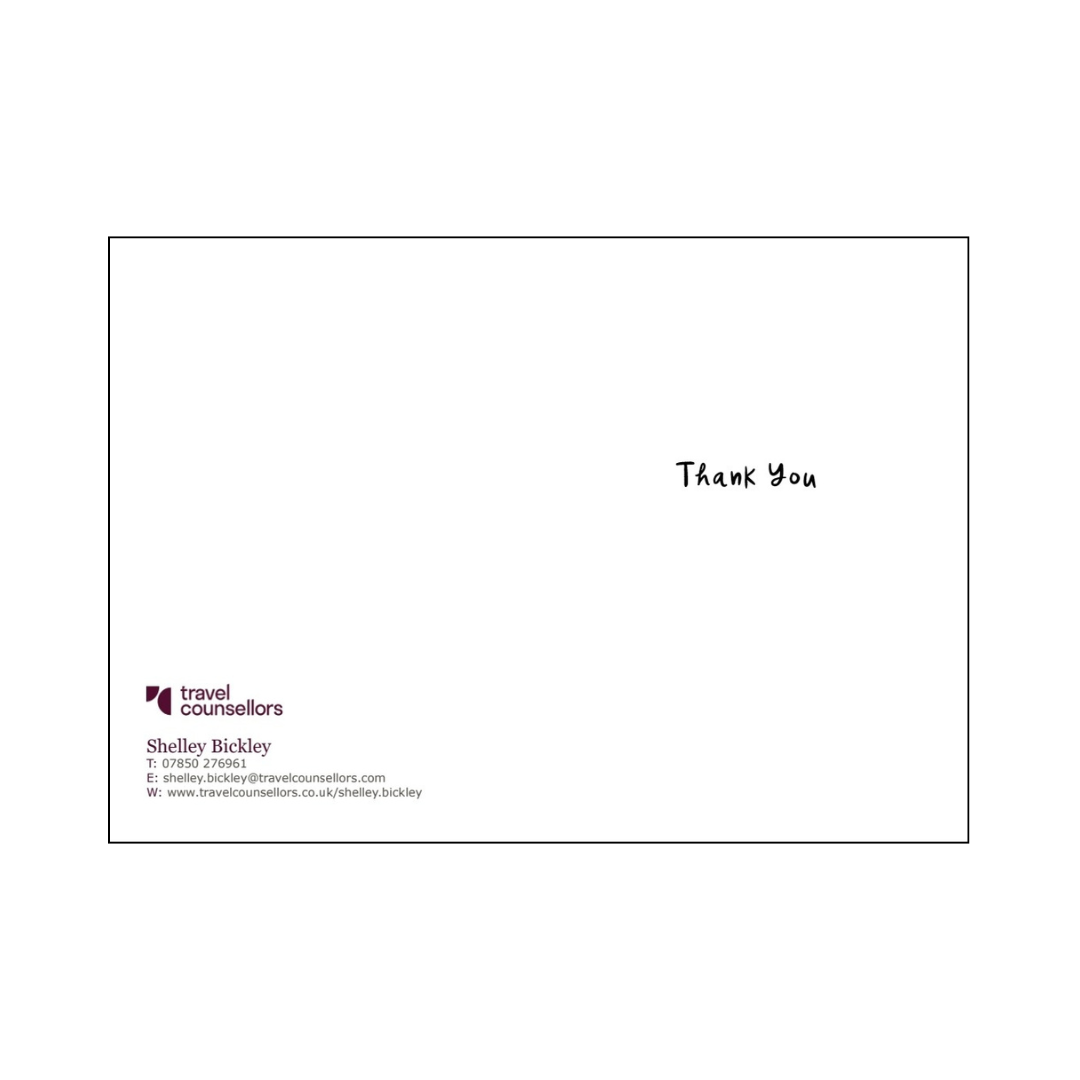 Thank you card insde printing including corporate details