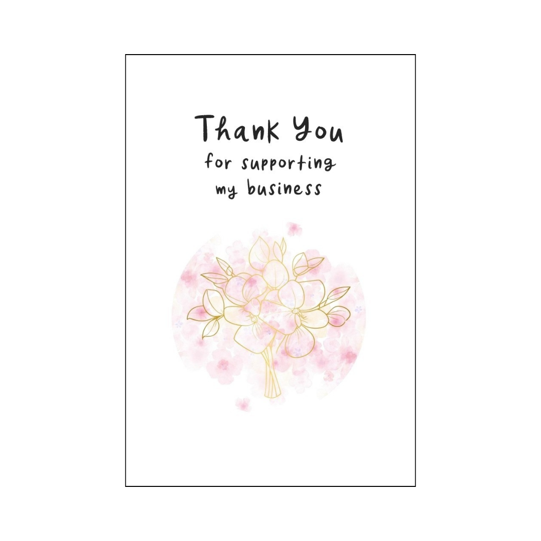 Gold Bouquet and Pink Floral Thank You Card