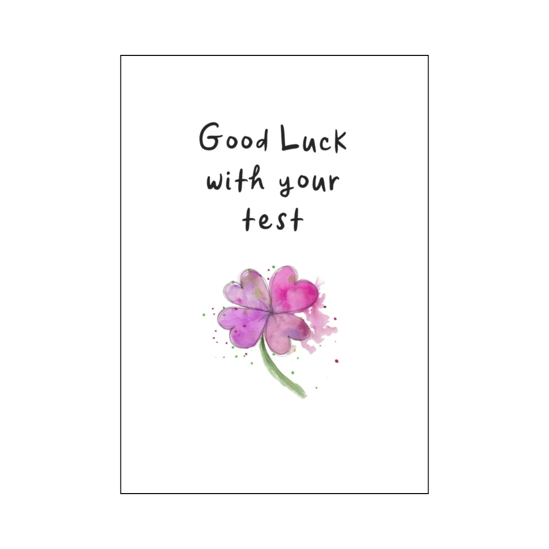 Good luck with your test good luck card