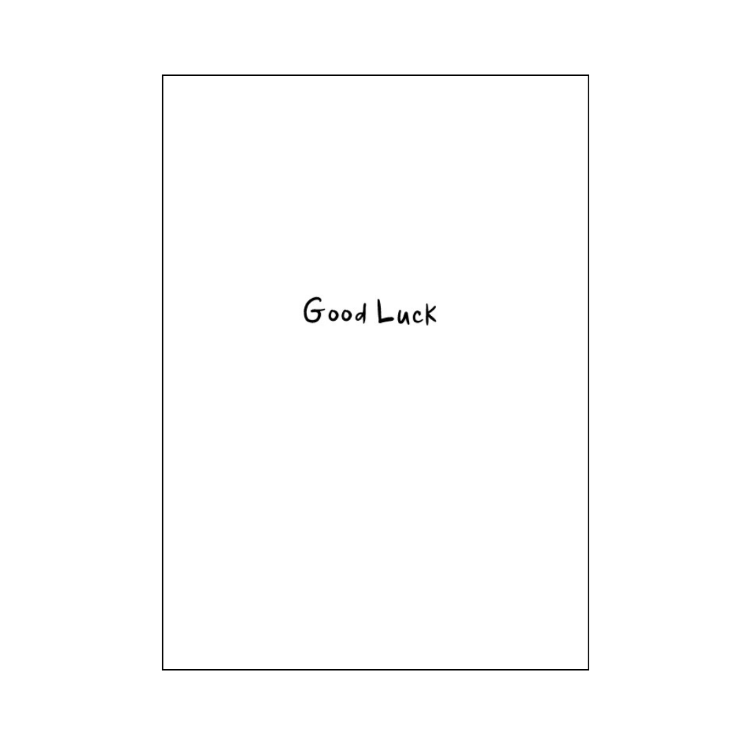 Good Luck greetings card inside printing