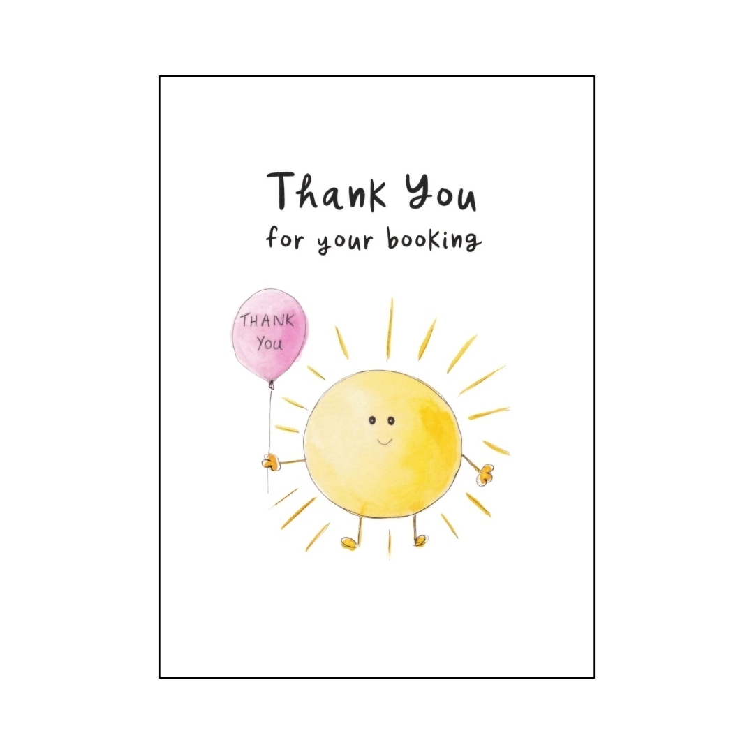 Happy Sunshine Thank You for your booking greetings card
