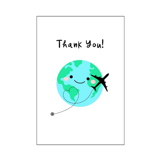 Happy Earth and Plane Thank You Card