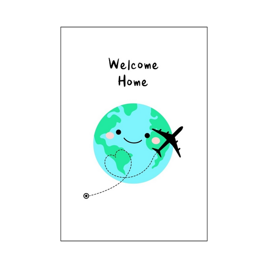 Happy Earth and Plane Welcome Home Card