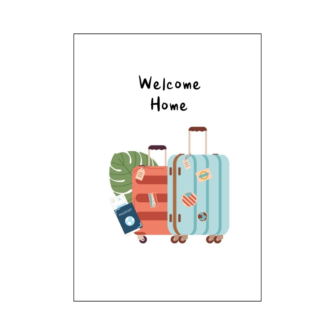 Luggage and Passport Welcome Home Card
