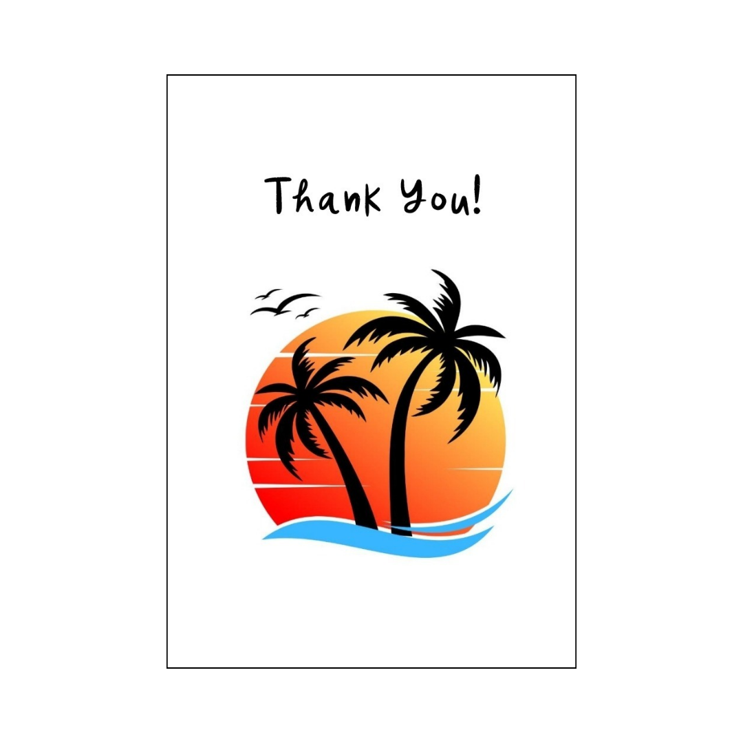 Palm Tree Sunset Thank You Card