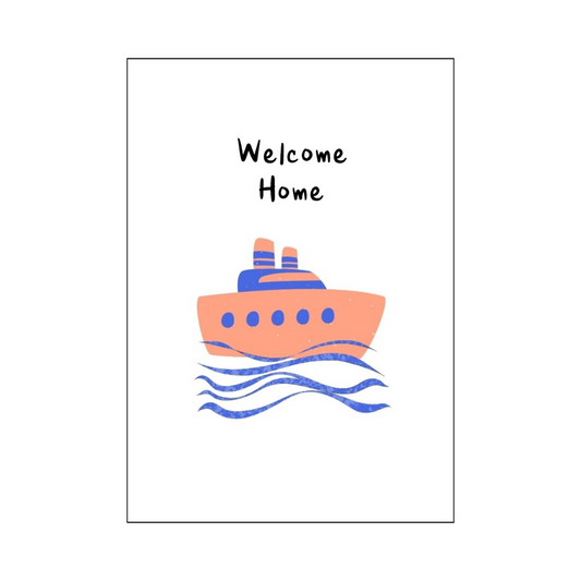 Pink and Blue Cruise Ship Welcome Home Card