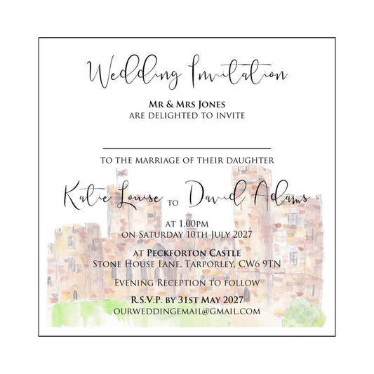 Peckforton Castle Flat Mounted Wedding Invitations
