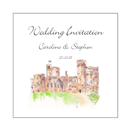 Peckforton Castle Wedding Invitation Pocketcard Cover Bickley Script Font