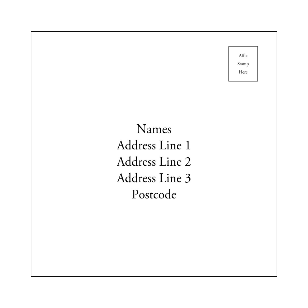 Peckforton Castle Wedding Invitation Pocketcard RSVP postcard back Bickley Script Font