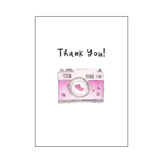 Pink Hearts Camera Thank You card