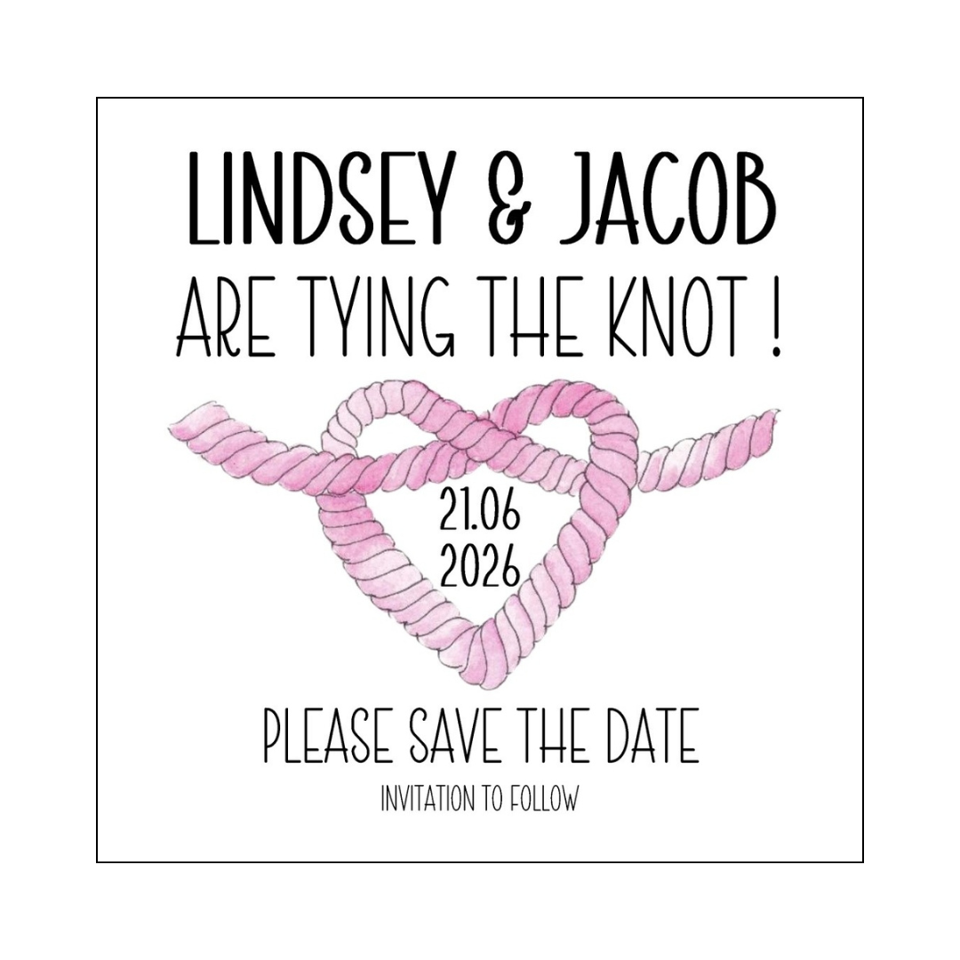 Pink Tying the Knot Save the Date Card – Love is on the Cards