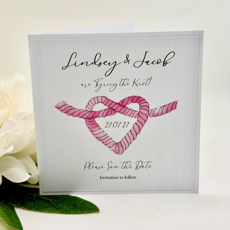Pink Tying the Knot Watercolour Save the Date