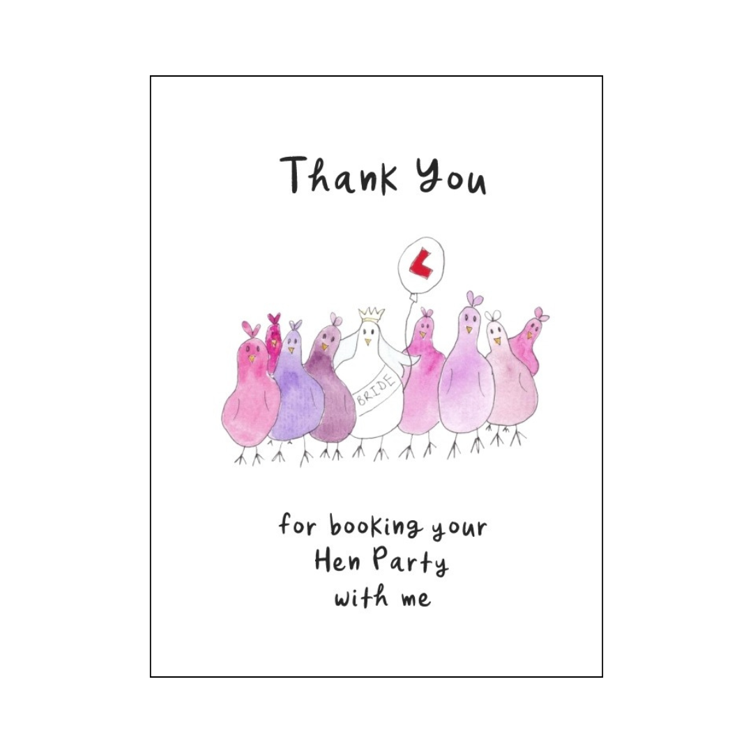 Pink Hen Party Booking Thank You Card
