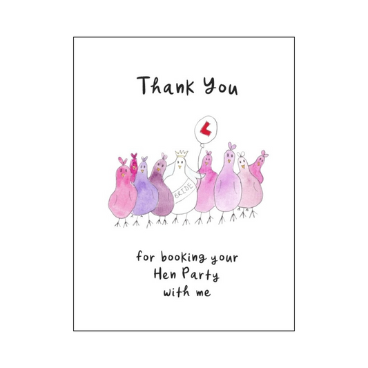 Pink Hen Party Booking Thank You Card