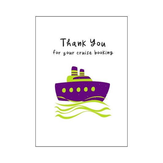 Purple and Green Cruise Ship Thank You Card