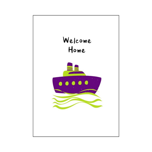 Purple and Green Cruise Ship Welcome Home Card