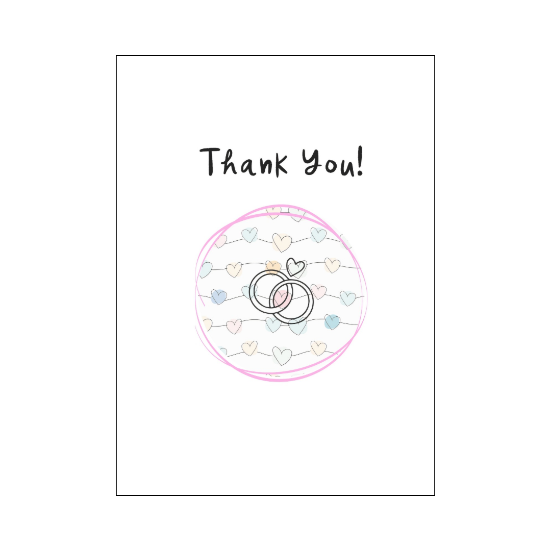Rings and Heart String Thank You Card