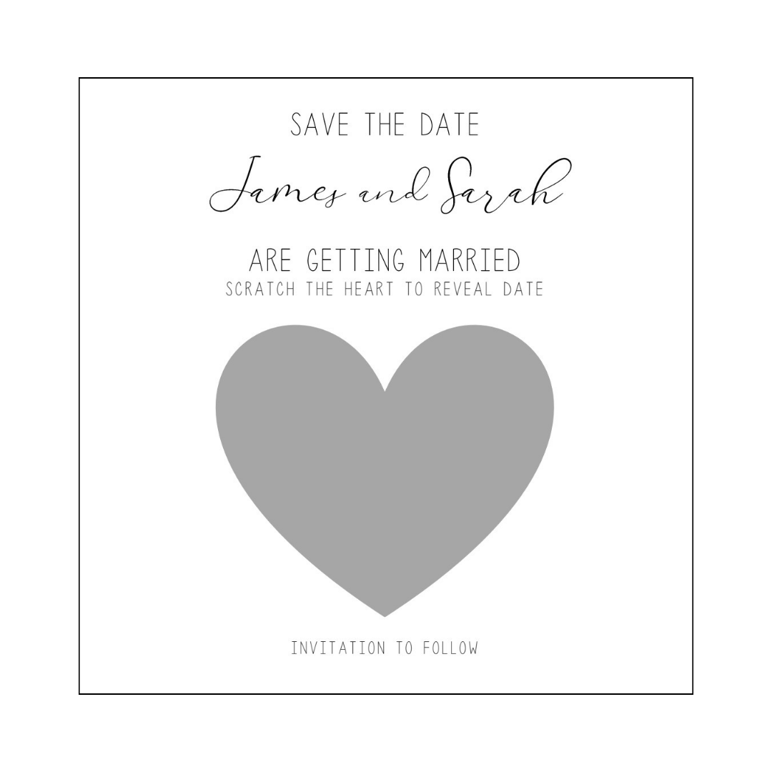 Scratch the Date Save the Date with Silver Heart