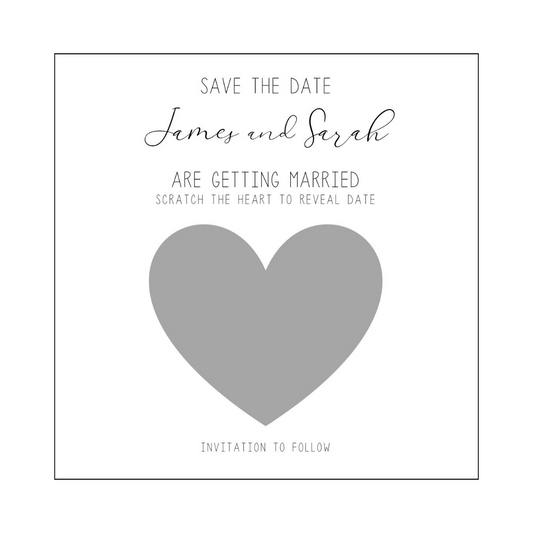 Scratch the Date Save the Date with Silver Heart