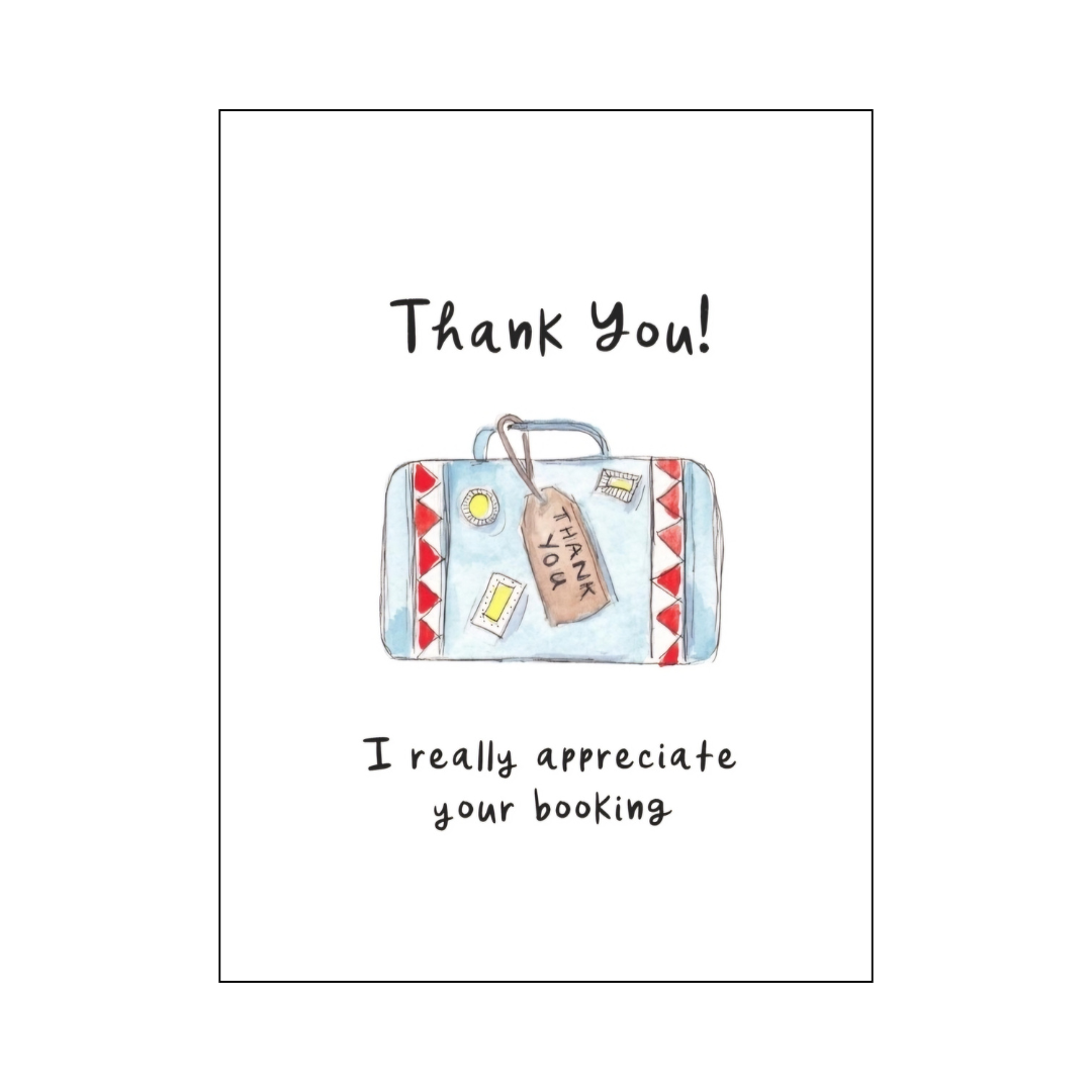 Suitcase thank you I really appreciate your booking card