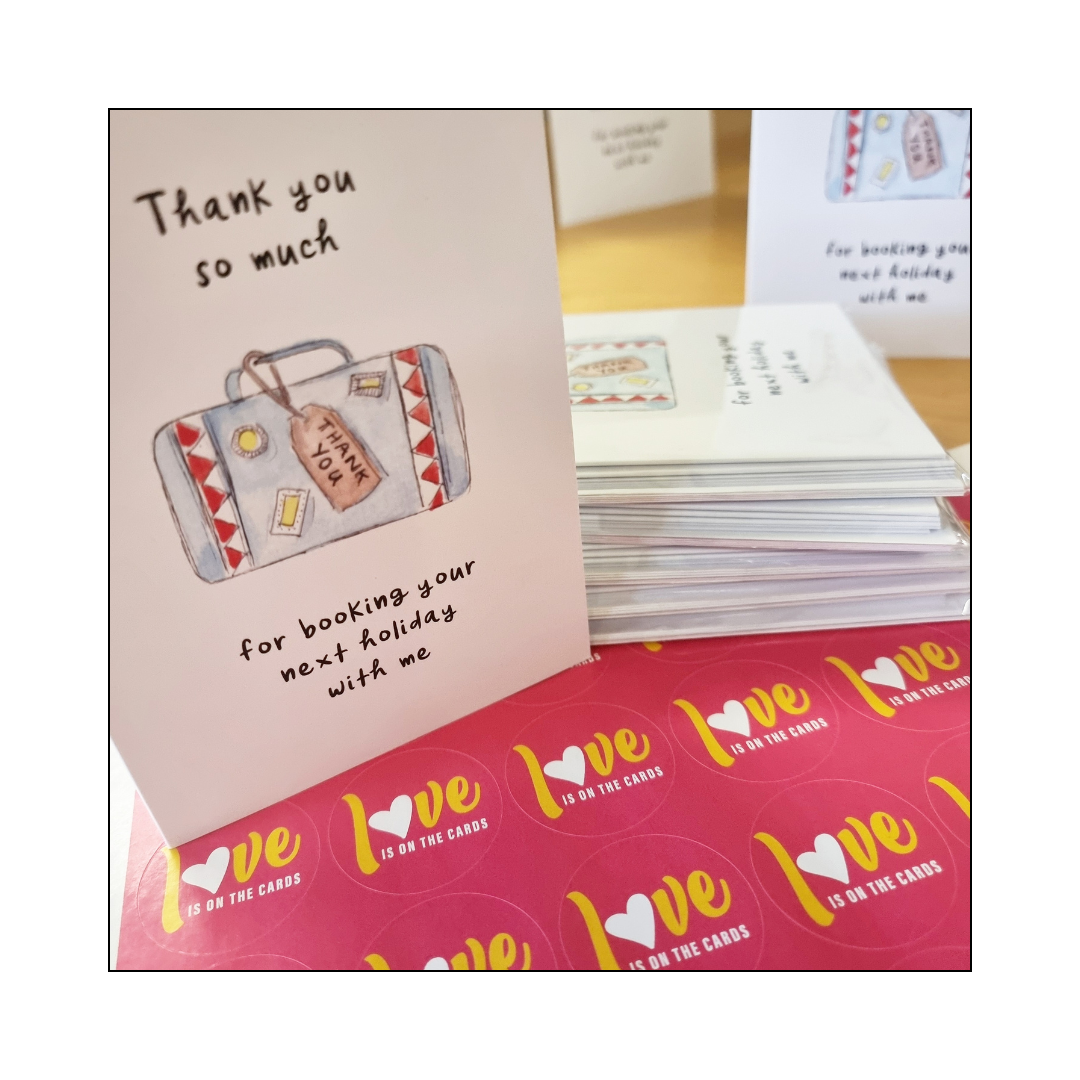 Suitcase Thank You card product photo love is on the cards