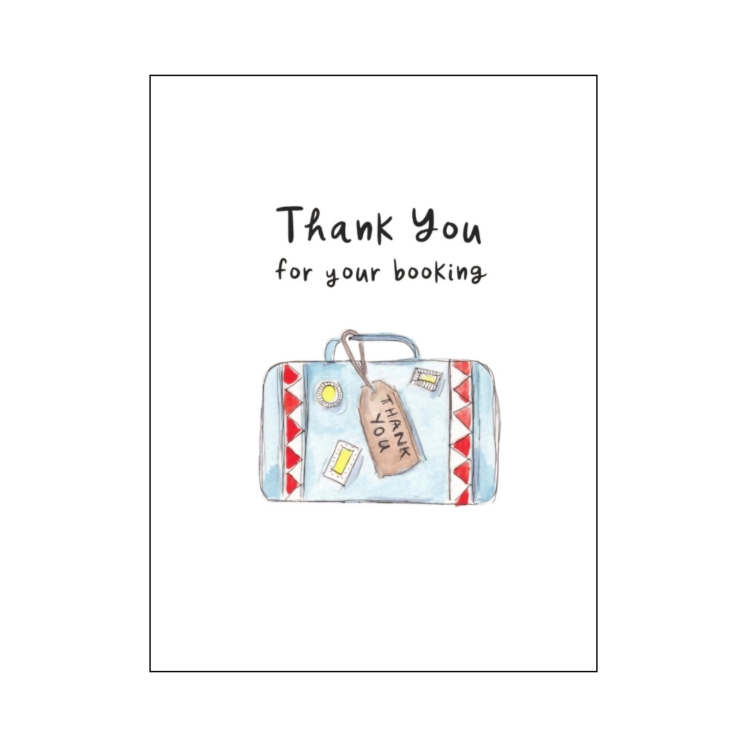 Suitcase Thank You for your booking card