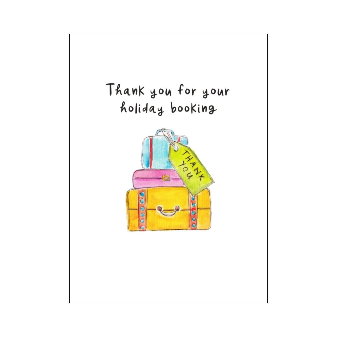 Thank You for your holiday booking suitcase stack card