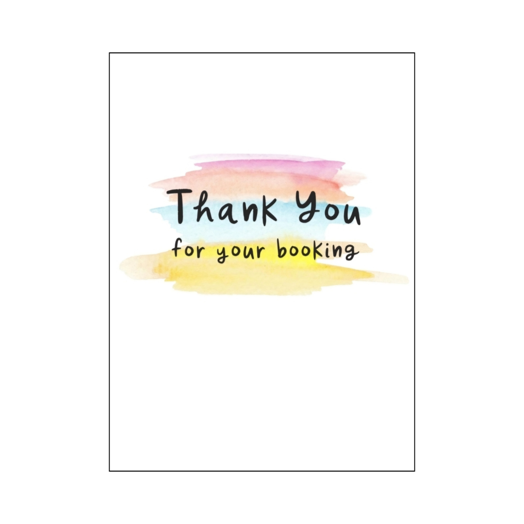 Sunset Shades Thank You for your booking card