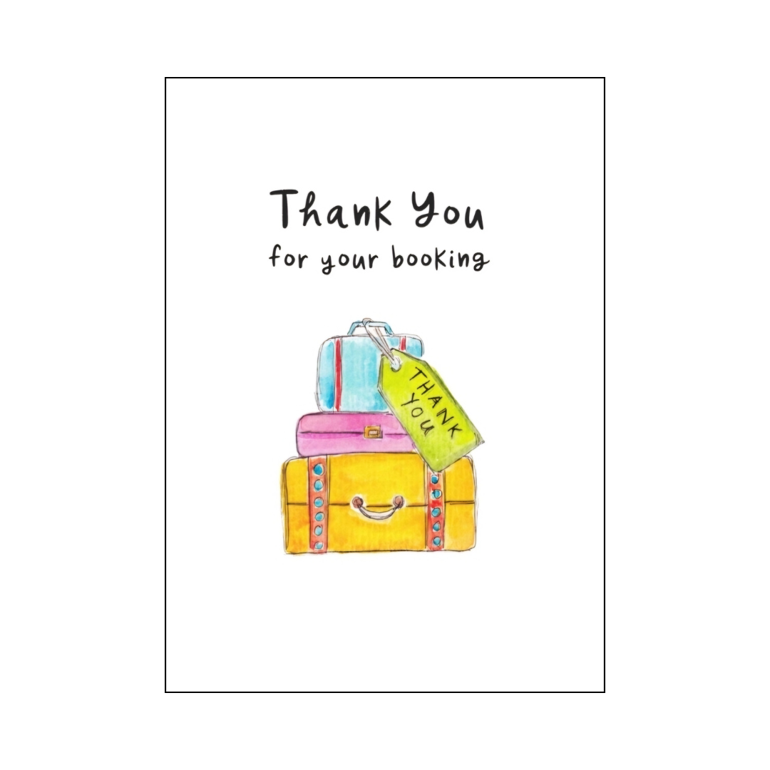 Thank You for your booking suitcase stack card