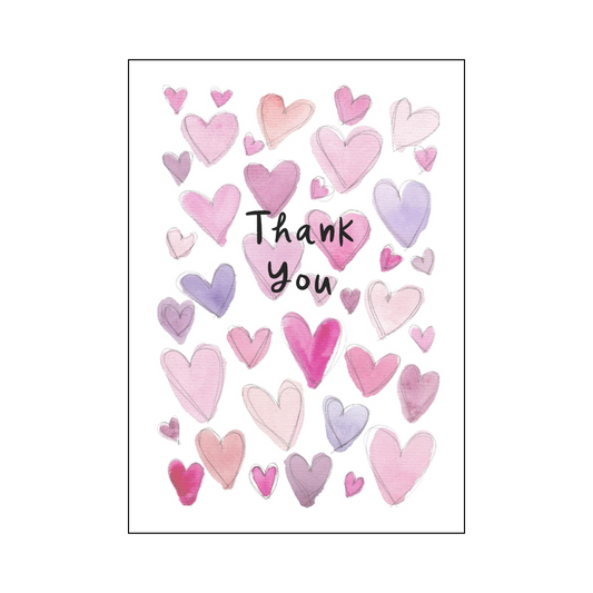 Pink Hearts Thank You Card