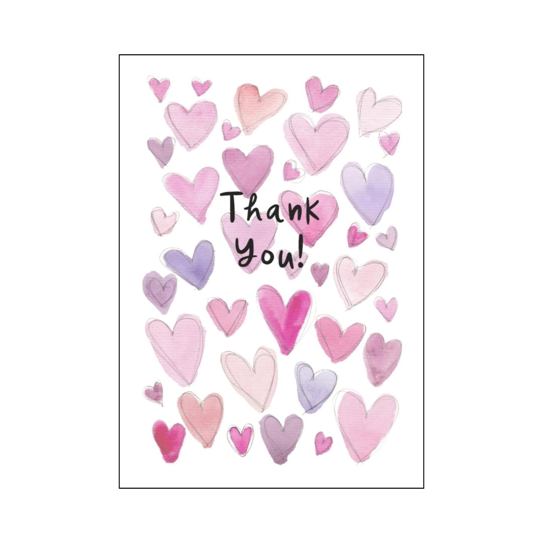 Pink Hearts Business Thank You Card Simple