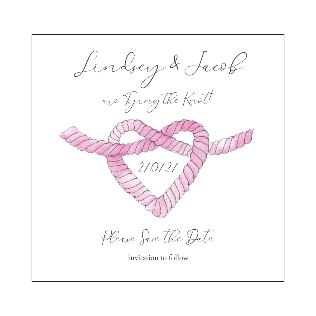 Pink Tying the Knot Save the Date Card