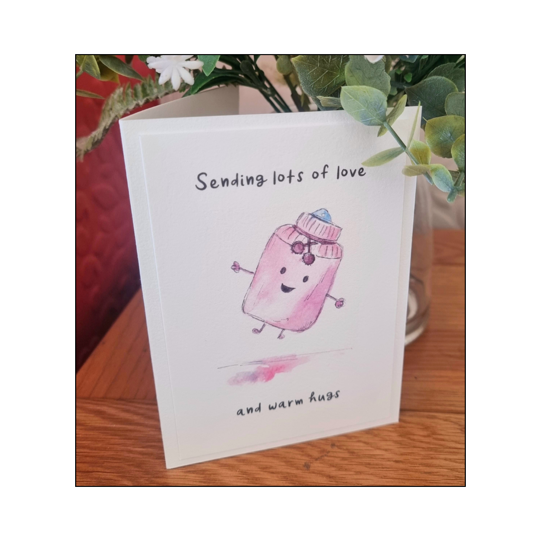Warm Hugs and Lots of Love greetings card