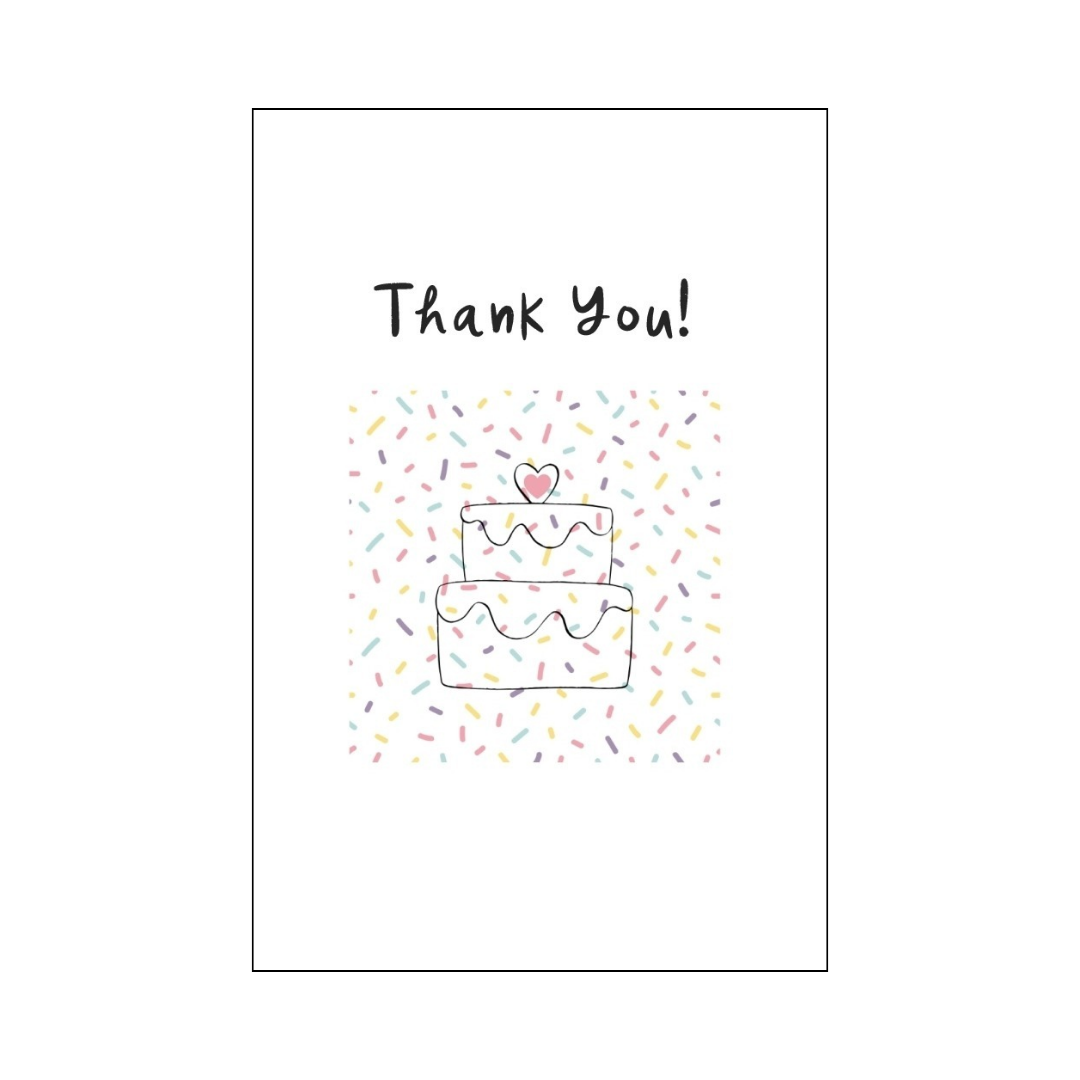 Wedding Cake and Sprinkles Thank You Card