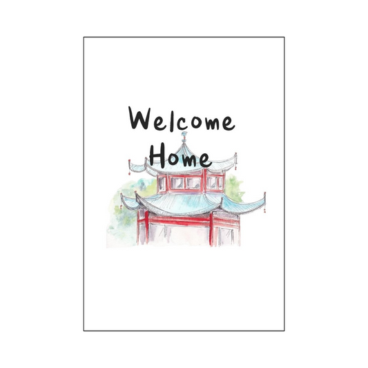 Chinese Temple Welcome Home Card