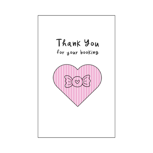 Candy Pink Striped Heart Thank You Card