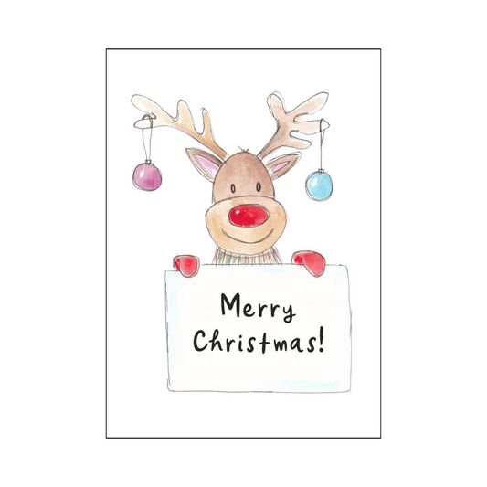 Christmas Reindeer with Merry Christmas Sign