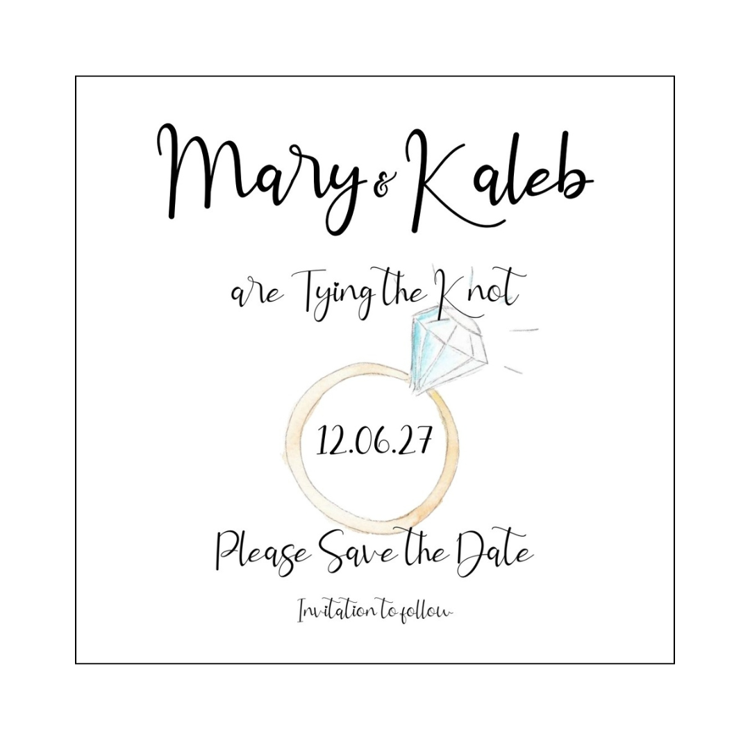 Engagement Ring with Wedding Date Save the Date Card