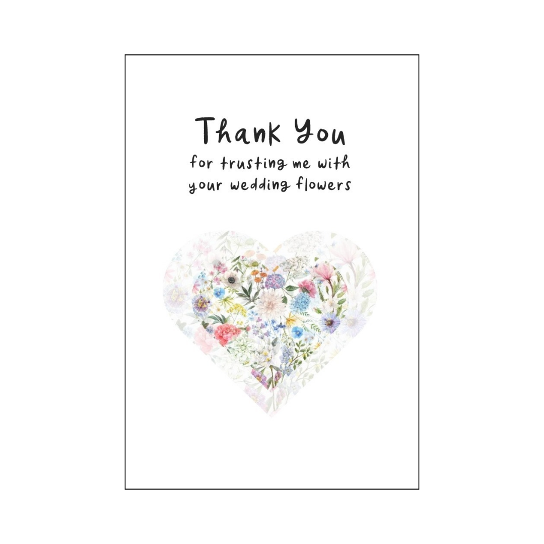 Flower Heart Frame Thank You Card