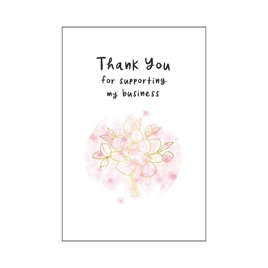 Gold Bouquet and Pink Floral Thank You Card