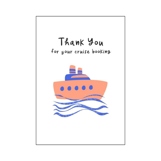 Pink and Blue Cruise Ship Thank You Card