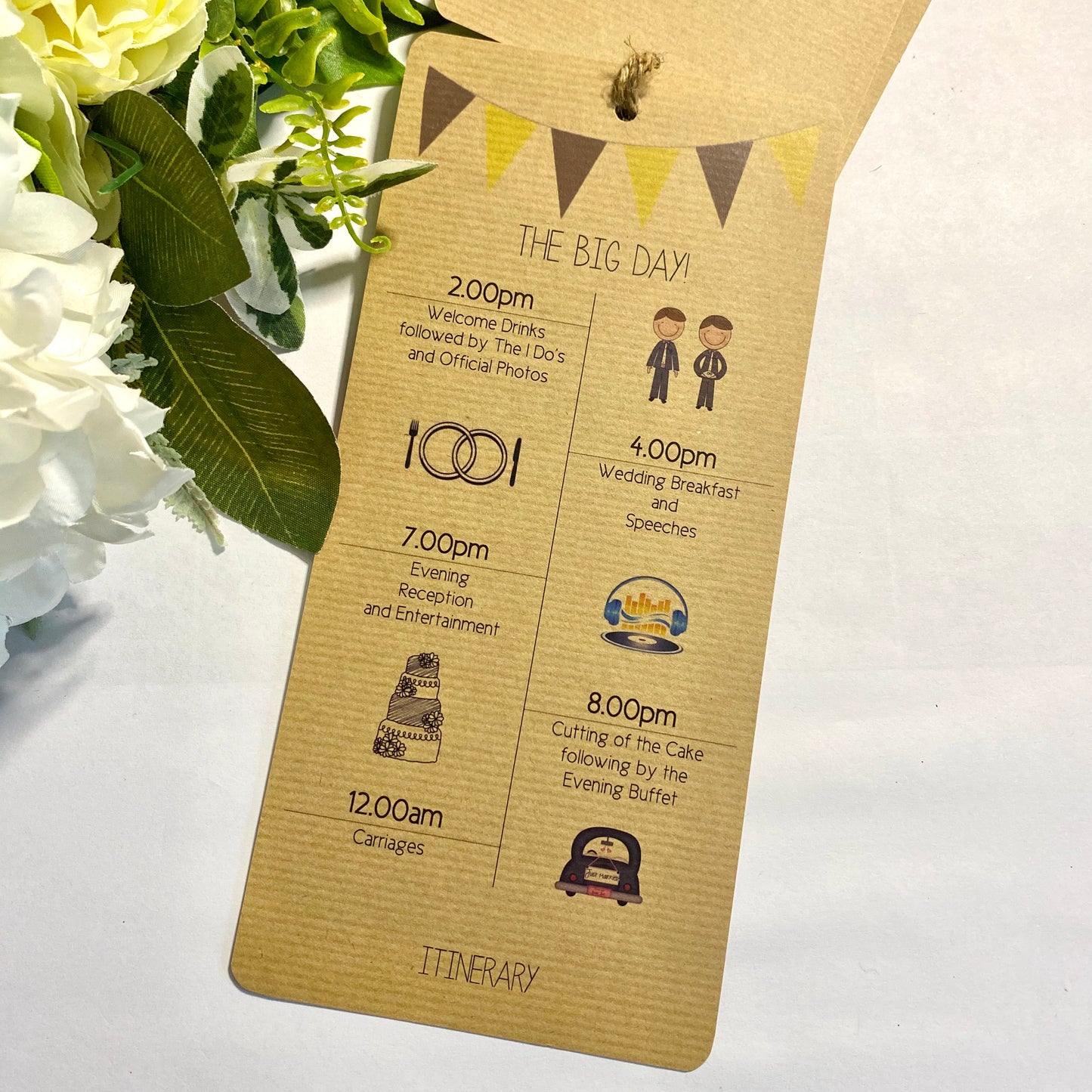 Rustic Loop-Tied Wedding Invitations with Twine and Bunting Detail