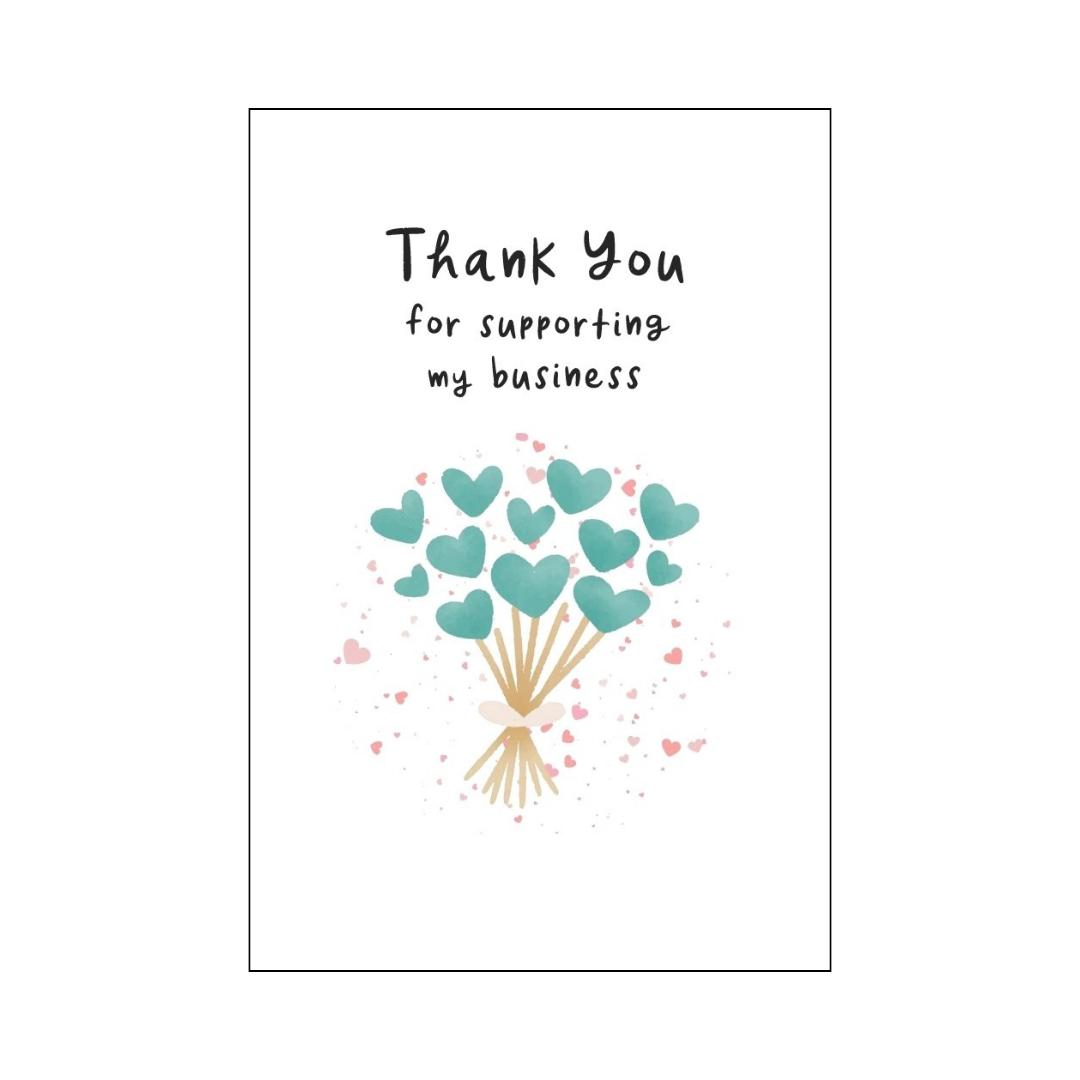Teal Heart Bouquet Thank You Card